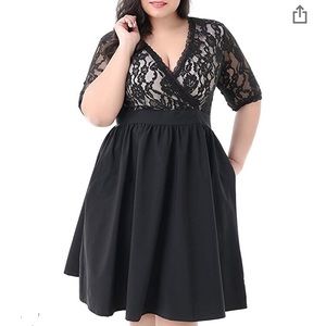 Black Lace Dress with Pockets